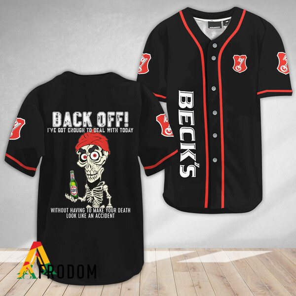 Achmed Back Off With Beck’s Beer Baseball Jersey