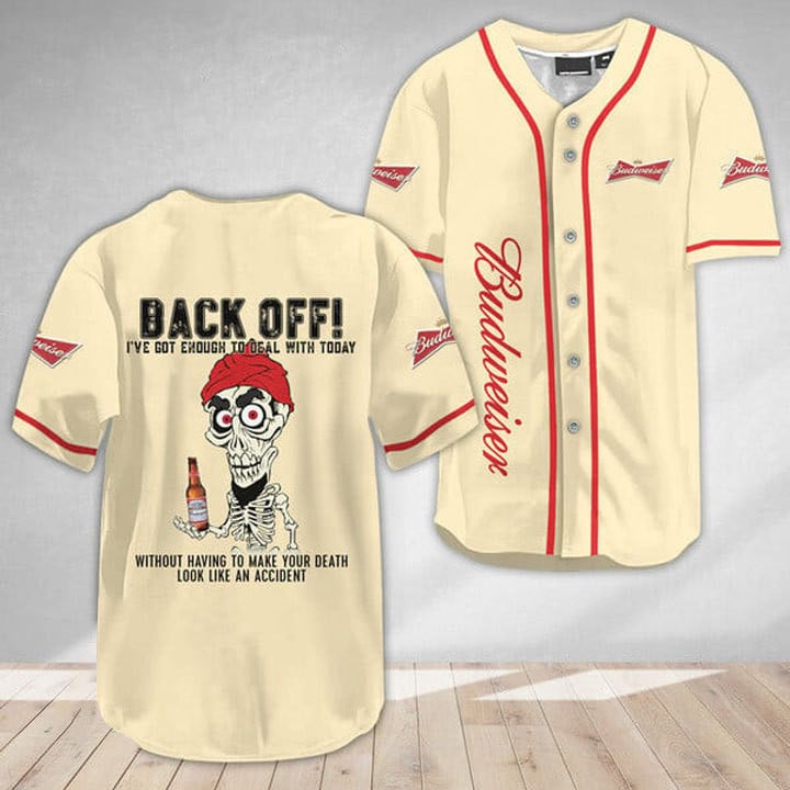 Achmed Back Off With Budweiser Beer Baseball Jersey
