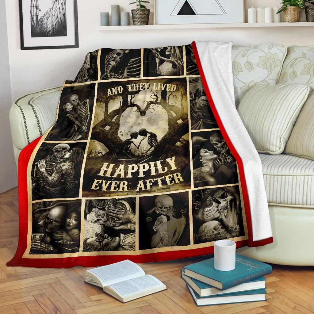 Best Seller And They Lived Happily Ever After Skull Fleece Blanket