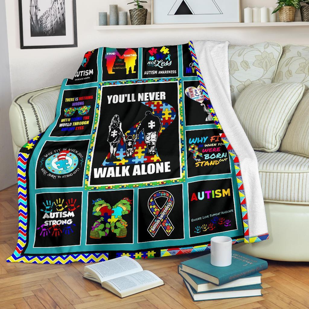 Best Seller Autism Awareness You’ll Never Walk Alone Fleece Blanket