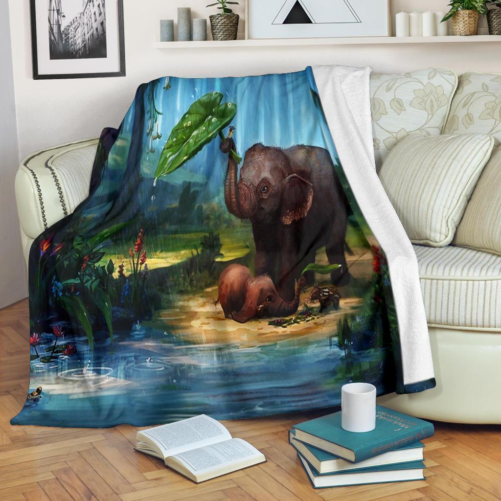 Best Seller Baby And Mom Elephant Under Raining Fleece Blanket