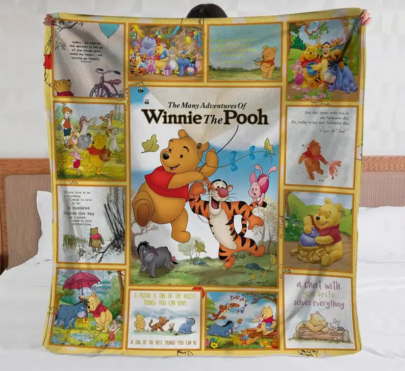 The Many Adventures Of Winnie The Pooh  Bedding Decor Sofa Fleece Blanket